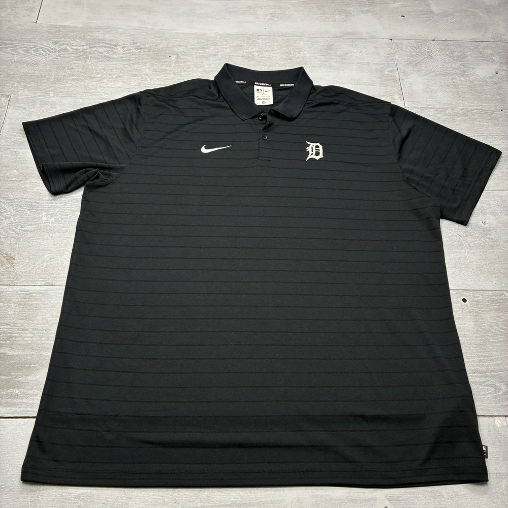Nike Detroit Tigers MLB Polo Shirt Mens XXL Black Dri-FIT Authentic Collection